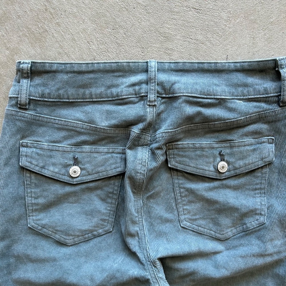American Eagle High Rise Kick Boot Pants Size 10 Green Corduroy Stretch Flare - Picture 7 of 8
